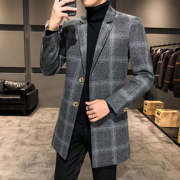 men's wool blends casual autumn winter men's midlength overcoat outwear striped plaid slim woolen coats business windbreaker male, Black
men's wool blends casual autumn winter men's midlength overcoat outwear striped plaid slim woolen coats business windbreaker male, Black