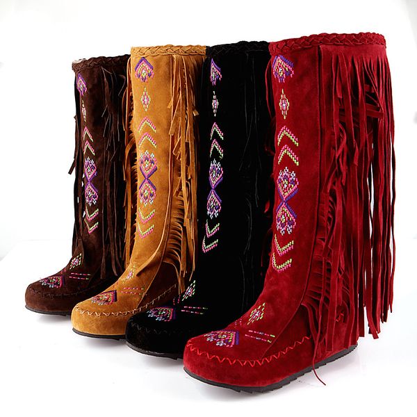 embroidered fringe boots frosted fleece high low heel casual boots foreign trade, Black
embroidered fringe boots frosted fleece high low heel casual boots foreign trade, Black