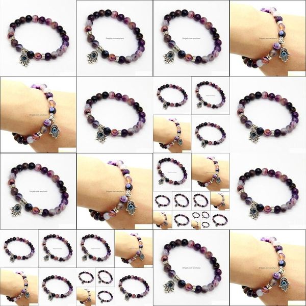 charm bracelets arrival jewelry wholesale 8mm beaded natural purple agate stone beads hamsa hand yoga braclets gift for men and wome dhv9i, Golden;silver
charm bracelets arrival jewelry wholesale 8mm beaded natural purple agate stone beads hamsa hand yoga braclets gift for men and wome dhv9i, Golden;silver