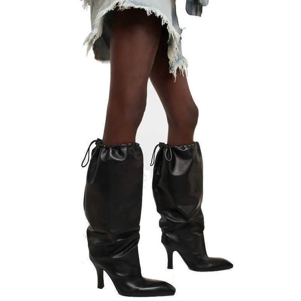 boots 2022 new autumn pleated boots thin heel pointed toe black long lace up women's shoes plus size zapatos mujer 221117
boots 2022 new autumn pleated boots thin heel pointed toe black long lace up women's shoes plus size zapatos mujer 221117