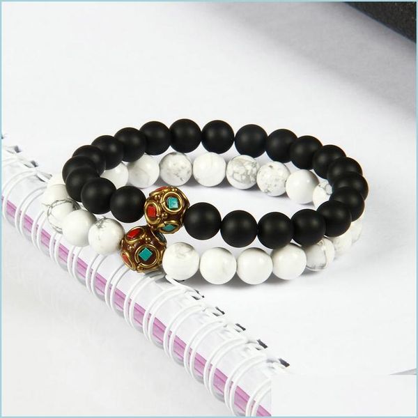 beaded new design wholesale 10pcs/lot matte agate and white marble stone tibetan beaded bracelets for lovers drop delivery jewelry dh7fm, Black
beaded new design wholesale 10pcs/lot matte agate and white marble stone tibetan beaded bracelets for lovers drop delivery jewelry dh7fm, Black
