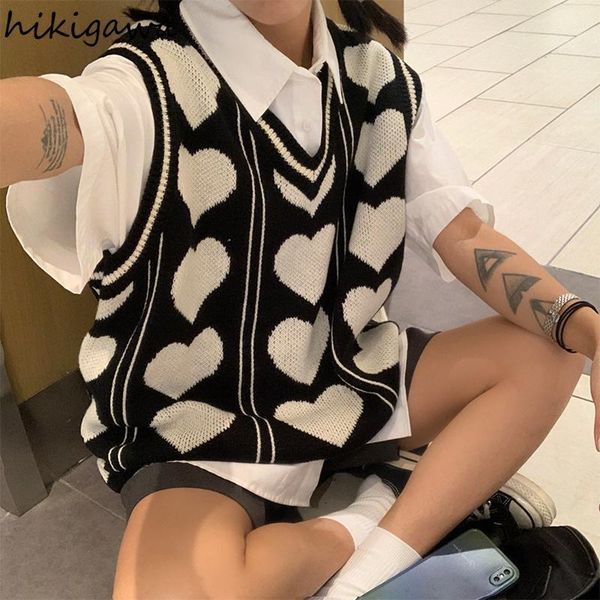 women's vests hikigawa korean vintage sweater loose v-neck knit pullover vest y2k oversized tank love print sweaters fall fashion cardi, Black;white
women's vests hikigawa korean vintage sweater loose v-neck knit pullover vest y2k oversized tank love print sweaters fall fashion cardi, Black;white