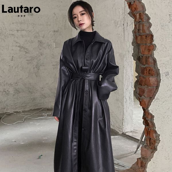 women's leather faux lautaro autumn long black cool pu trench coat for women belt single breasted loose korean fashion wholesale clothe
women's leather faux lautaro autumn long black cool pu trench coat for women belt single breasted loose korean fashion wholesale clothe
