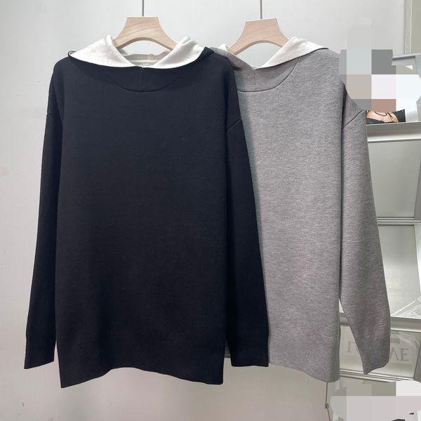 1112 l 2022 milan runway autumn womens sweater long sleeve hooded black gray womens weilan, White;black
1112 l 2022 milan runway autumn womens sweater long sleeve hooded black gray womens weilan, White;black