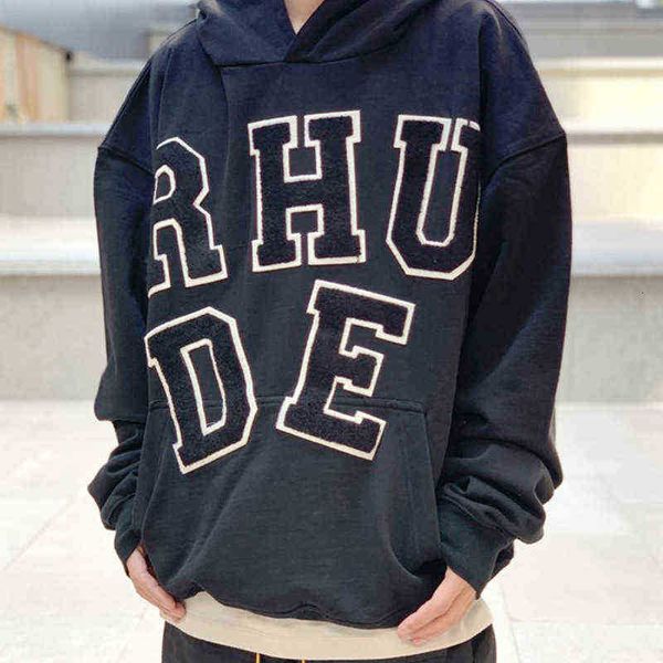 men's hoodies & sweatshirts fleece rhude high street fashion brand letter flocking embroidery loose thin terry hoodie women's men&, Black
men's hoodies & sweatshirts fleece rhude high street fashion brand letter flocking embroidery loose thin terry hoodie women's men&, Black