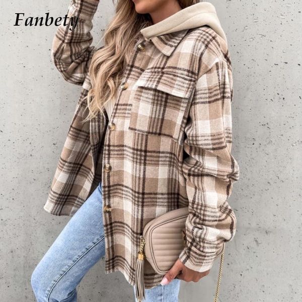 women's wool blends winter hooded detachable jacket fashion plaid woolen shirt coat ladies casual loose single-breasted hoodies 221117, Black
women's wool blends winter hooded detachable jacket fashion plaid woolen shirt coat ladies casual loose single-breasted hoodies 221117, Black