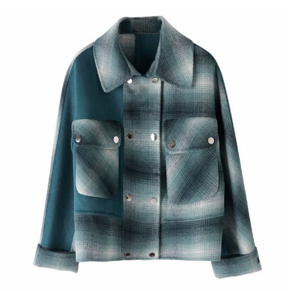 women's wool blends autumn and winter loose plaid woolen comfortable fashion coat double-sided cashmere women 221117, Black
women's wool blends autumn and winter loose plaid woolen comfortable fashion coat double-sided cashmere women 221117, Black