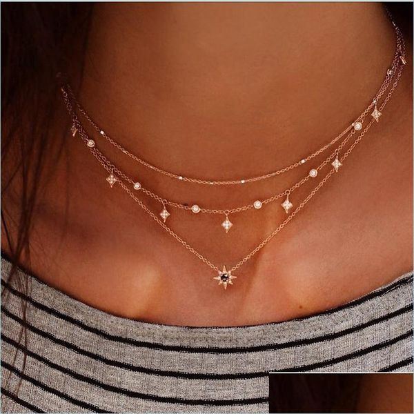 pendant necklaces crystal star gold chain mtilayer pendant necklace chokers wrap necklaces fashion jewelry for women gift drop deliv dhda8, Silver
pendant necklaces crystal star gold chain mtilayer pendant necklace chokers wrap necklaces fashion jewelry for women gift drop deliv dhda8, Silver