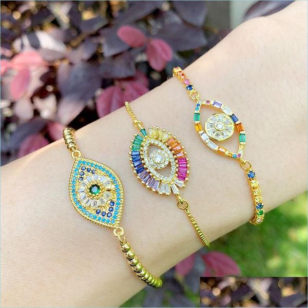 charm bracelets colorf crystal eye bracelet 18k gold chain pl adjustable gemstone diamond bracelets women fashion jewelry gift drop d dhdy1, Golden;silver
charm bracelets colorf crystal eye bracelet 18k gold chain pl adjustable gemstone diamond bracelets women fashion jewelry gift drop d dhdy1, Golden;silver