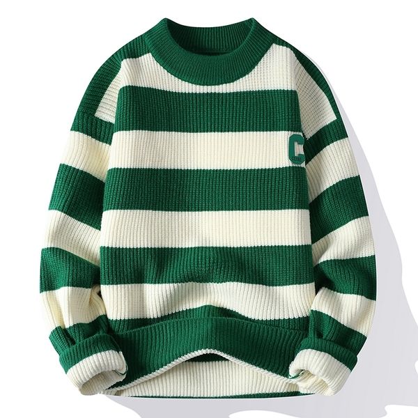 men's sweaters mens plush and thicken warm sweater stripe casual pullover mens clothing 221117, White;black
men's sweaters mens plush and thicken warm sweater stripe casual pullover mens clothing 221117, White;black
