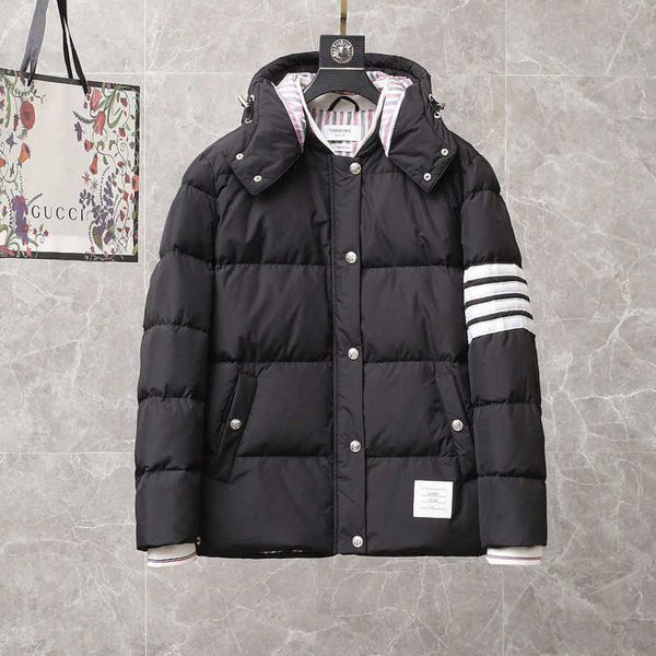 tb tom bro down jacket classic four stripes white goose hooded jackets winter men's plaid lining, Black
tb tom bro down jacket classic four stripes white goose hooded jackets winter men's plaid lining, Black