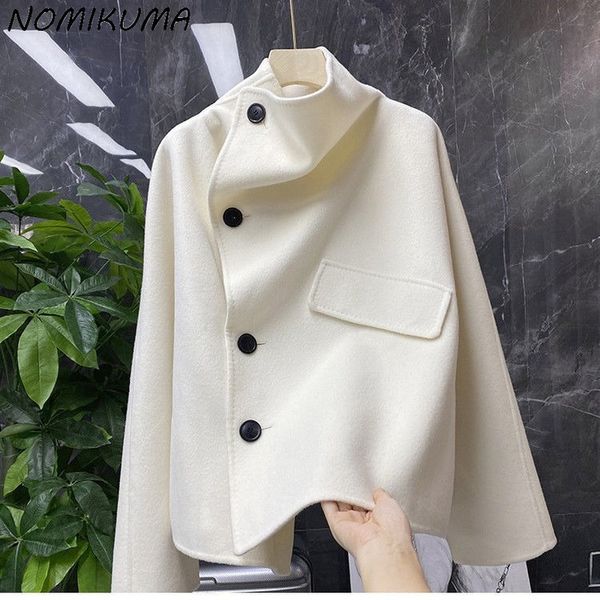women's jackets nomikuma elegant stand neck woolen coat women single breasted korean jacket autumn winter long sleeve outwear 6n046 22, Black;brown
women's jackets nomikuma elegant stand neck woolen coat women single breasted korean jacket autumn winter long sleeve outwear 6n046 22, Black;brown