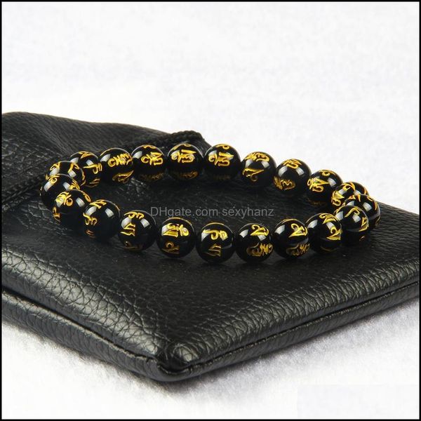 charm bracelets 10pcs/lot exquisite semiprecious stone natural black onyx prayer beads carved tibetan om bracelet drop delivery jewe dh7cm, Golden;silver
charm bracelets 10pcs/lot exquisite semiprecious stone natural black onyx prayer beads carved tibetan om bracelet drop delivery jewe dh7cm, Golden;silver