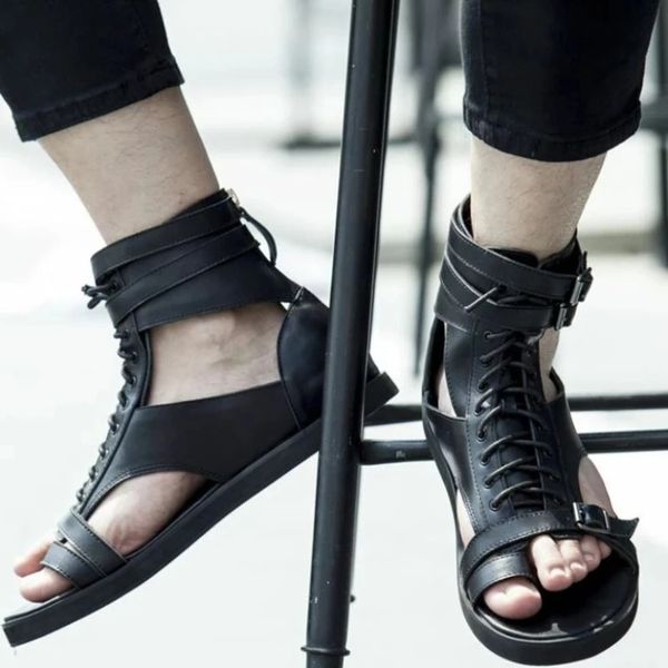 slippers summer men's fashion high sandals versatile men's roman sandals pu casual lace up zipper sandals men shoes size 48 221117, Black
slippers summer men's fashion high sandals versatile men's roman sandals pu casual lace up zipper sandals men shoes size 48 221117, Black