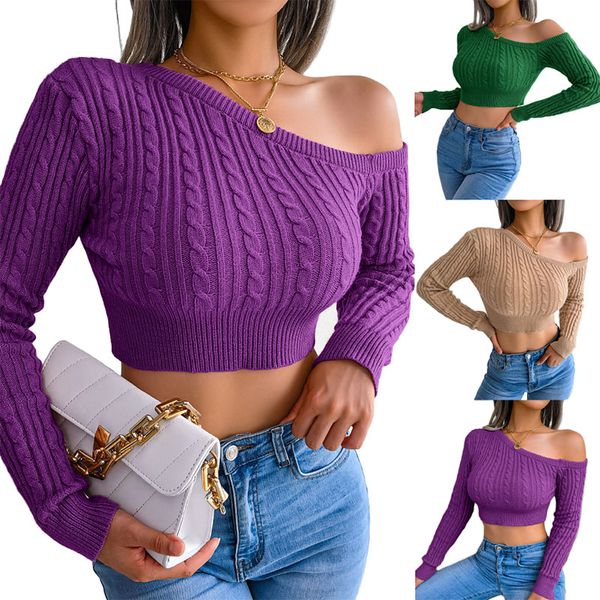 new fashion designer sweaters womens gentiana stitch off-shoulder long sleeve short knitted sweater autumn and winter women clothing wholesa, White;black
new fashion designer sweaters womens gentiana stitch off-shoulder long sleeve short knitted sweater autumn and winter women clothing wholesa, White;black