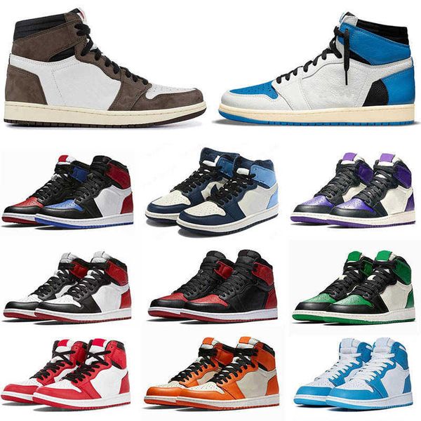 basketball shoes university blue fearless obsidian unc banned bred toe chicago red sport jumpman 1 high men women og eur 36-48ithq, Black