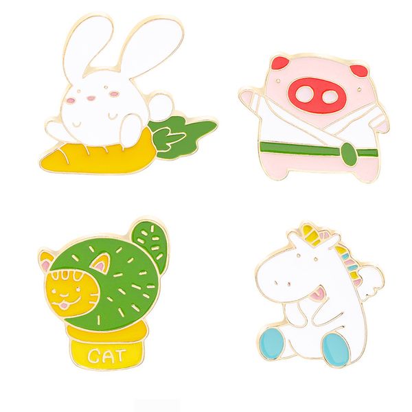 cartoon cute animal brooches set 4pcs gold plated cat rabbit pig unicorn enamel badges lapel pin bag hat accessories, Gray
cartoon cute animal brooches set 4pcs gold plated cat rabbit pig unicorn enamel badges lapel pin bag hat accessories, Gray