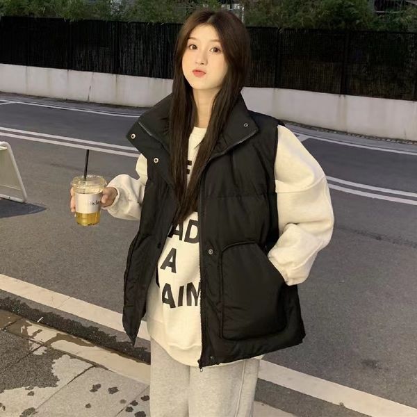 women's vests autumn winter women solid loose vest stand collar vest jacket cotton padded women windproof warm waistcoat 221117, Black;white
women's vests autumn winter women solid loose vest stand collar vest jacket cotton padded women windproof warm waistcoat 221117, Black;white