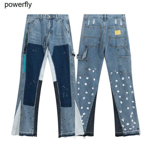 men's jeans designer galery dept patchwork wash pants flared fashion streetwear pants, Blue
men's jeans designer galery dept patchwork wash pants flared fashion streetwear pants, Blue