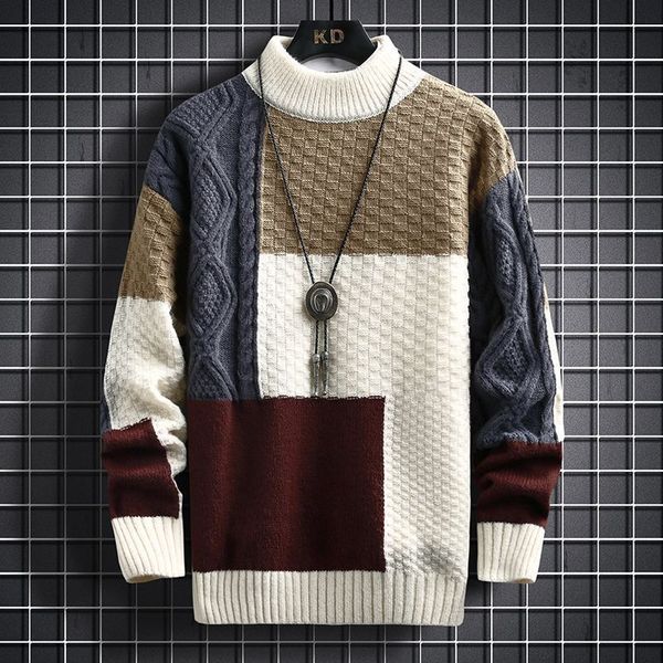 men's sweaters korean fashion allmatch patchwork sweaters jumpers men's winter casual loose wool warm knited turtleneck pullovers, White;black
men's sweaters korean fashion allmatch patchwork sweaters jumpers men's winter casual loose wool warm knited turtleneck pullovers, White;black