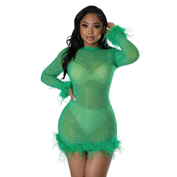 women party dresses gliter drilling see through mesh crew neck long sleeve mini bodycon club night dress, White;black
women party dresses gliter drilling see through mesh crew neck long sleeve mini bodycon club night dress, White;black