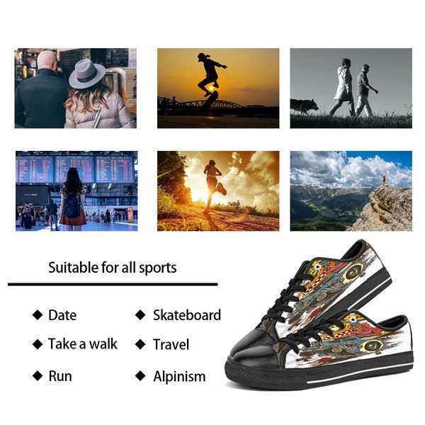 custom shoes classic canvas low cut skateboard casual triple black accept customization uv printing low mens womens sports sneakers breathab
custom shoes classic canvas low cut skateboard casual triple black accept customization uv printing low mens womens sports sneakers breathab