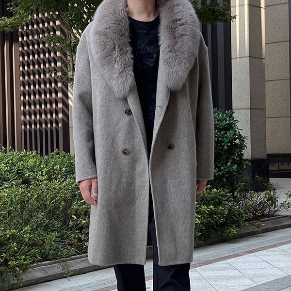men's wool blends men's real wool coat with detachable real fur collar white duck down lining winter autumn warm trench coat qn512, Black
men's wool blends men's real wool coat with detachable real fur collar white duck down lining winter autumn warm trench coat qn512, Black