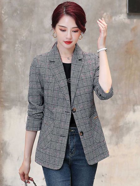 women's suits blazers blazers women office lady long sleeve pocket blazer elegant single button straight small plaid notched chic coat, White;black
women's suits blazers blazers women office lady long sleeve pocket blazer elegant single button straight small plaid notched chic coat, White;black