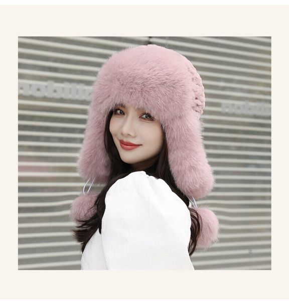 real rex rabbit fur hat headwear winter warm earmuffs cap fox fur brim pompom, Blue;gray
real rex rabbit fur hat headwear winter warm earmuffs cap fox fur brim pompom, Blue;gray
