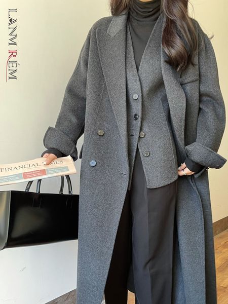 women's wool blends lanmrem luxury woolen coat for women double-sided cashmere coats two pieces matching female long length fashion clo, Black
women's wool blends lanmrem luxury woolen coat for women double-sided cashmere coats two pieces matching female long length fashion clo, Black