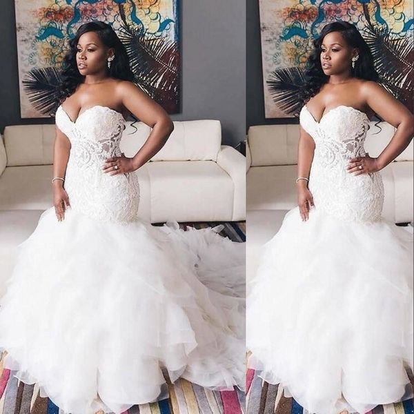 2023 designer mermaid wedding dresses bridal gown lace applique ruffles sweetheart neckline sweetheart custom made sweep train vestidos de n, White
2023 designer mermaid wedding dresses bridal gown lace applique ruffles sweetheart neckline sweetheart custom made sweep train vestidos de n, White