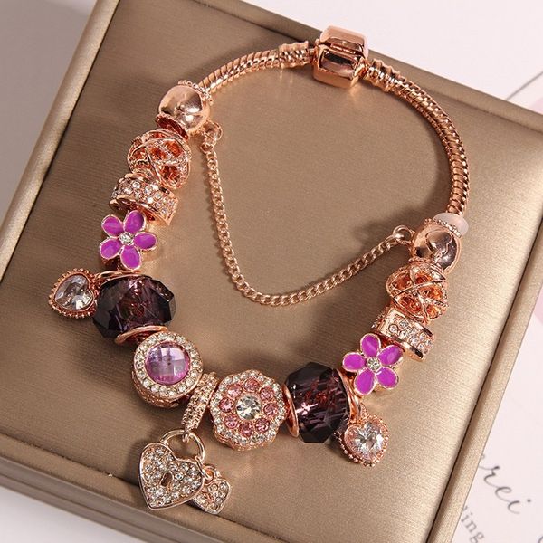 16-21cm charm bracelet 925 sterling silver crystal beads fit pandora european bracelets purple enamel magnolia cherry blossom pendant charm, Black
16-21cm charm bracelet 925 sterling silver crystal beads fit pandora european bracelets purple enamel magnolia cherry blossom pendant charm, Black