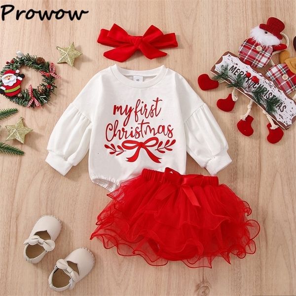 clothing sets prowow my first christmas baby girl clothes set long sleeve letter romperred tutu skirts 3pcs costume 221116, White 
clothing sets prowow my first christmas baby girl clothes set long sleeve letter romperred tutu skirts 3pcs costume 221116, White