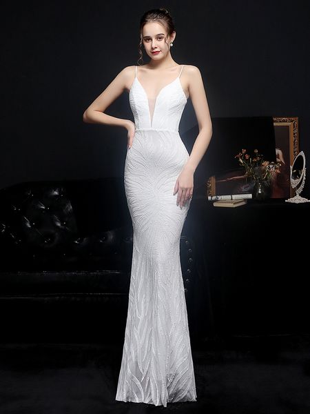 party dresses yidingzs women strap maxi v neck evening white sequin long prom 221117, White;black
party dresses yidingzs women strap maxi v neck evening white sequin long prom 221117, White;black