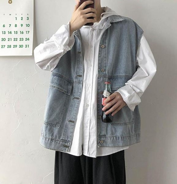 men's vests men's vest denim sleeveless jacket spring autumn fashion vintage solid color baggy waistcoats casual oversized male cl, Black;white
men's vests men's vest denim sleeveless jacket spring autumn fashion vintage solid color baggy waistcoats casual oversized male cl, Black;white