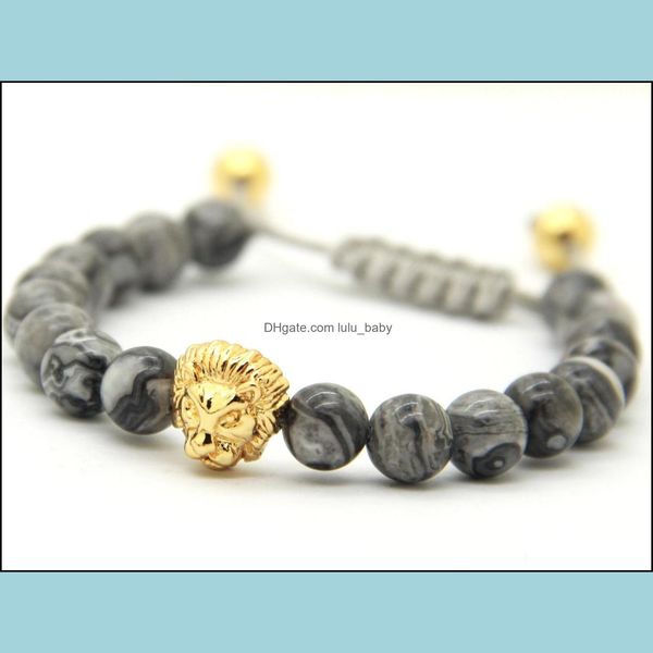 beaded design mens bracelets wholesale 8mm grey picture jasper stone beads gold and sier rame lion head drop delivery jewelry dhdg4, Black
beaded design mens bracelets wholesale 8mm grey picture jasper stone beads gold and sier rame lion head drop delivery jewelry dhdg4, Black