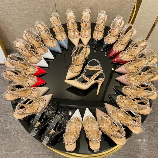 designer women sandals rivets high heels 6cm 8cm 10cm 2-straps pointed toe shoes studs sandals classics ankle straps wedding shoe 34-44 with, Black
designer women sandals rivets high heels 6cm 8cm 10cm 2-straps pointed toe shoes studs sandals classics ankle straps wedding shoe 34-44 with, Black