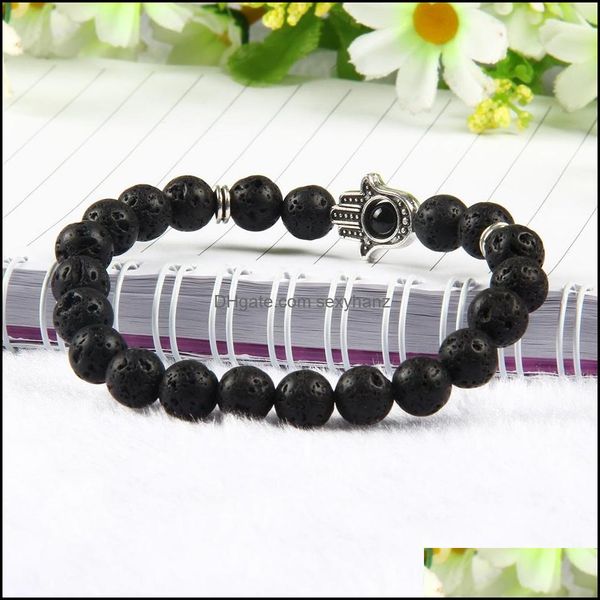 beaded design wholesale 10pcs/lot lava stone beads with goldplated fatima hamsa hand protection stretch bracelets for men drop deliv dhm3q, Black
beaded design wholesale 10pcs/lot lava stone beads with goldplated fatima hamsa hand protection stretch bracelets for men drop deliv dhm3q, Black