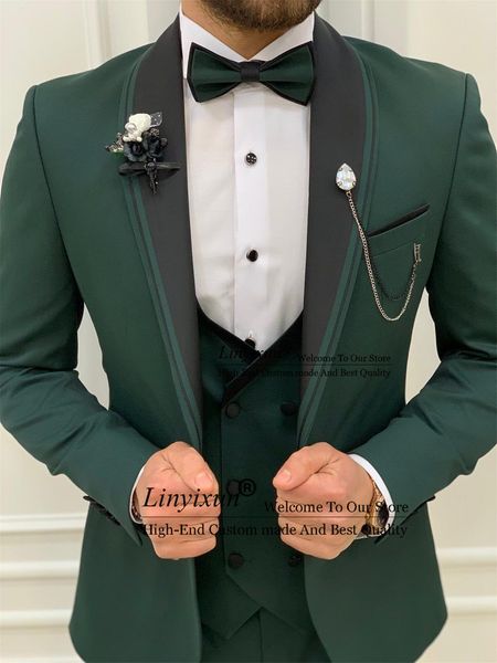 mens suits blazers classic green suit black lapel groom wedding tuxedos slim fit 3 piece set business male prom blazer vest pants outfit 221, White;black
mens suits blazers classic green suit black lapel groom wedding tuxedos slim fit 3 piece set business male prom blazer vest pants outfit 221, White;black