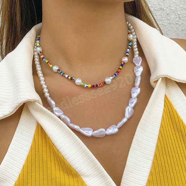 boho colorful seed beads chain pendant necklace for women wed bride imitation pearl choker y2k jewelry accessories, Silver
boho colorful seed beads chain pendant necklace for women wed bride imitation pearl choker y2k jewelry accessories, Silver