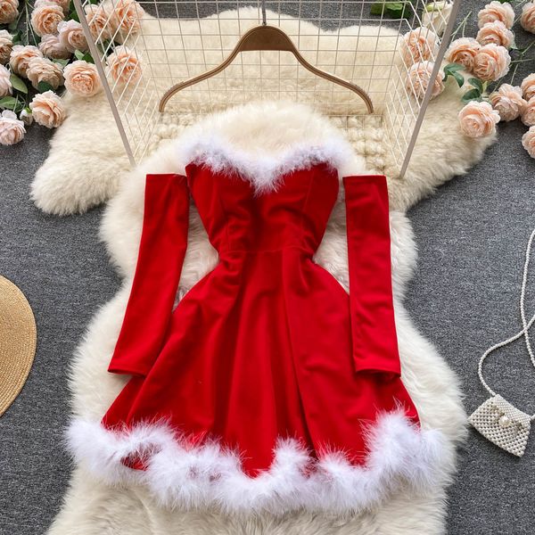 casual dresses singreiny off shoulder christmas women strapless backless furry party mini elegant red year 221117, Black;gray
casual dresses singreiny off shoulder christmas women strapless backless furry party mini elegant red year 221117, Black;gray