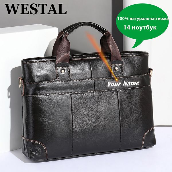 briefcases westal men's leather bag for men genuine lap14'' shoulder messenger s document computer s 7708 221117
briefcases westal men's leather bag for men genuine lap14'' shoulder messenger s document computer s 7708 221117