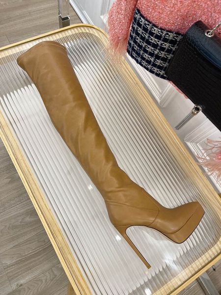 gaoding boots 2022 autumn and winter temperament slim heel platform knee length boots female pointed elastic high, Black
gaoding boots 2022 autumn and winter temperament slim heel platform knee length boots female pointed elastic high, Black
