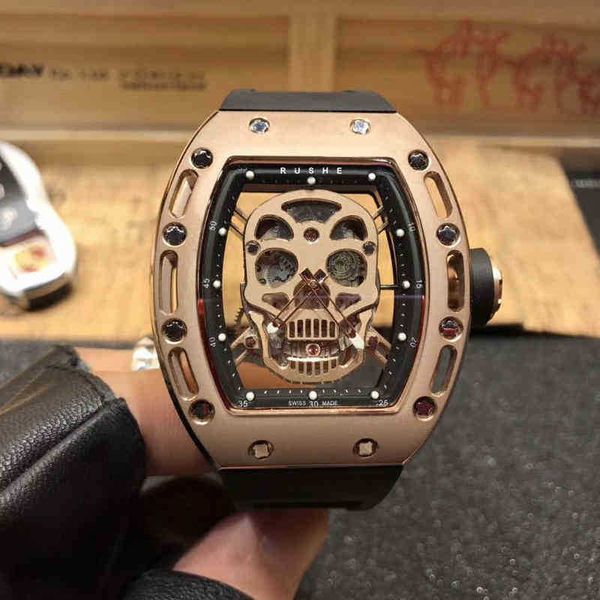 wine watch richa ghost men's barrel business mechanical mill watch, Slivery;black