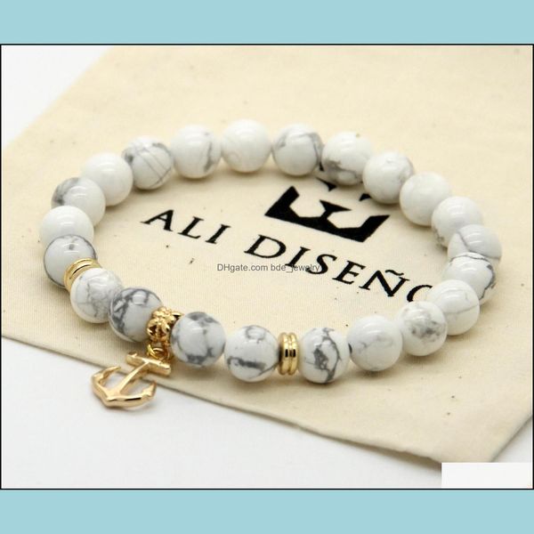 charm bracelets wholesale 10ps/lot 8mm white howlite stone beads with anchor charm lucky bracelets for gift drop delivery jewelry dhzgf, Golden;silver
charm bracelets wholesale 10ps/lot 8mm white howlite stone beads with anchor charm lucky bracelets for gift drop delivery jewelry dhzgf, Golden;silver
