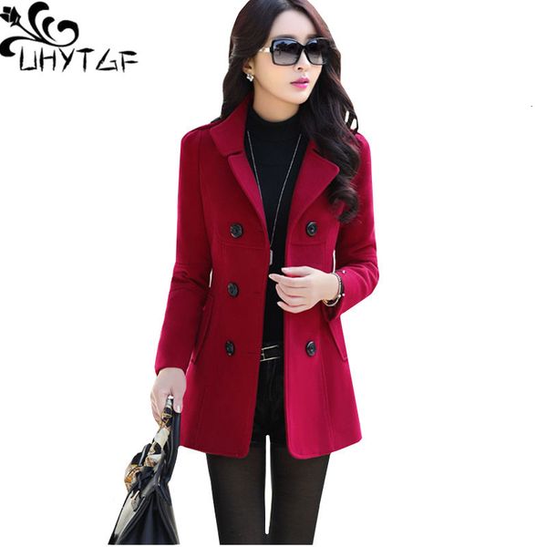 women's wool blends uhytgf fashion winter jacket womens double breasted short coat solid color korean slim female en loose size 1150 22, Black
women's wool blends uhytgf fashion winter jacket womens double breasted short coat solid color korean slim female en loose size 1150 22, Black