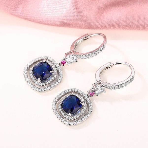 s3330 fashion jewelry dangle earrings for women light luxury geometric blue zircon earrings, Silver
s3330 fashion jewelry dangle earrings for women light luxury geometric blue zircon earrings, Silver