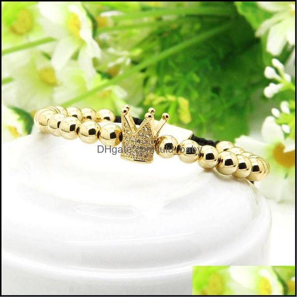 charm bracelets clear cz crown braided charm men bracelet wholesale 6mm brass beads party gift jewelry drop delivery brac dhfbb, Golden;silver
charm bracelets clear cz crown braided charm men bracelet wholesale 6mm brass beads party gift jewelry drop delivery brac dhfbb, Golden;silver