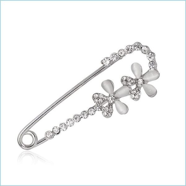 pins brooches crystal flower cor brooch pin fashion womens scarf buckle pins jewelry gift drop delivery dh9sl, Gray