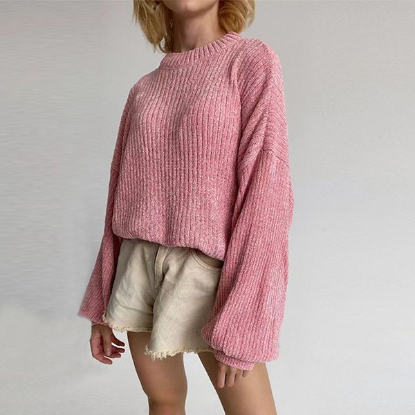 women's sweaters soft solid chenille knitted sweater women thicken oneck lantern sleeve pullover female vintage crop warm basic jumper, White;black
women's sweaters soft solid chenille knitted sweater women thicken oneck lantern sleeve pullover female vintage crop warm basic jumper, White;black